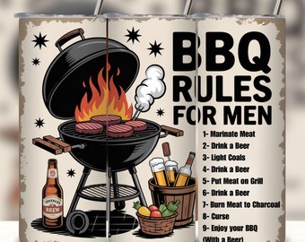 Grillregeln für Männer Tumbler Wrap, lustiges Grill Pitmaster Design (digitaler Download)