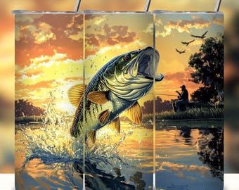 Envoltura para vaso de pesca, descarga digital PNG de sublimación de vida de pesca, envoltura para vaso recto y delgado de 20 oz, diseño sin costuras.