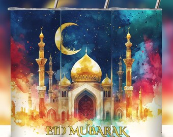 Eid Mubarak Tumbler Wrap: 20oz Skinny Sublimation Design (Digital Download)