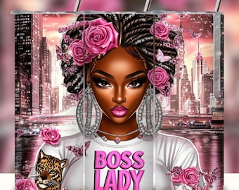 Boss Lady Tumbler Wrap, Woman Business Owner 20 oz Skinny Sublimation Tumbler Design, Female Business Owner Sublimation Design png.