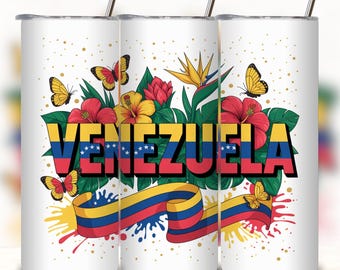 Venezuela Flag Tumbler Wrap, Patriotic 20oz Skinny Tumbler Design, Digital Download PNG, Venezuela Pride Cup, Tri color Tumbler Png.
