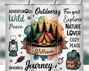 Custom Camping Tumbler Wrap Design: Add Your Name (Digital Download)