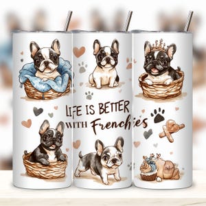 Vaso divertido con diseño de perro para amantes de los perros, vaso delgado de 20 oz, diseño de sublimación, la vida es mejor con perros, vaso PNG, descarga digital.