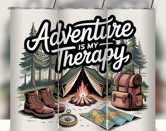 Adventure is my therapy Tumbler Wrap Digital 20 oz Camper Sublimation Tumbler Design Outdoor Camping Lover Camper Van Digital Design File.