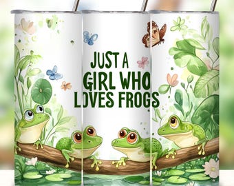 Frog Tumbler Wrap PNG: Funny Girl Design (Digital Download)