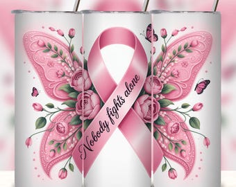 Pink Ribbon Tumbler Wrap, Cancer Awareness Design (Digital Download)