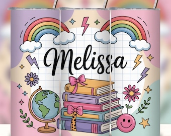 Coquette Teacher Tumbler Wrap Design: Add Your Own Text (PNG Digital Download)