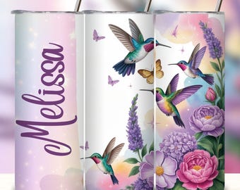 Custom Hummingbird Tumbler Wrap PNG: Add Name, 20oz Sublimation Design (Digital Download)