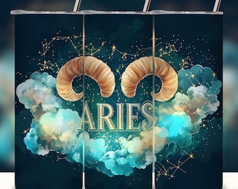 Aries Zodiac Tumbler Wrap: Seamless Astrology Design (Digital Download)