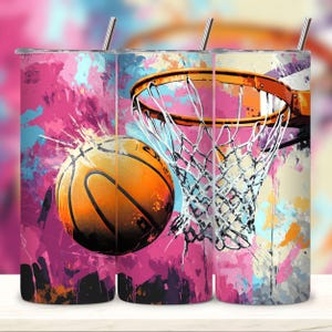 Basketball Tumbler Wrap Graffiti Background 20 oz Skinny Tumbler Sublimation Design Straight & Tapered Tumbler PNG, Instant Digital Download