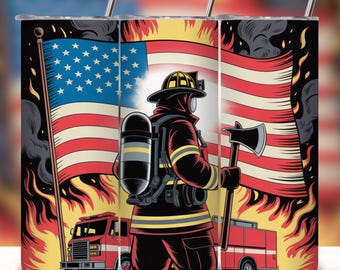 Firefighter 20 oz Skinny Tumbler Png, Fire Rescue 20oz Tumbler Png, Firefighter Straight and Taper Tumbler Wrap