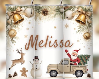 Benutzerdefinierte Weihnachtsbecher Wrap Design Fügen Sie Ihren eigenen Namen / Text hinzu Nahtlose Sublimation 20 oz Skinny Tumbler PNG Sofortiger digitaler Download