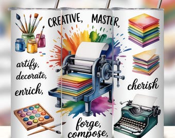 Crafters Life Tumbler Design | Saw, Hammer, Wood & Craft Quotes | Watercolor | 20oz Skinny Sublimation PNG, Digital Download.