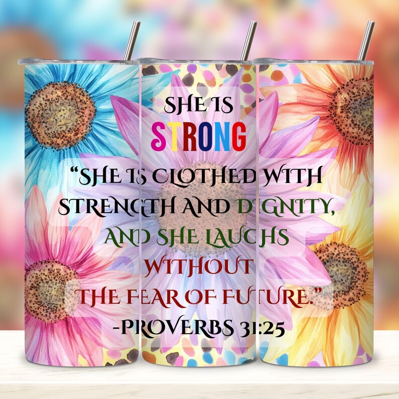 Bible Verse Proverbs 31 25 Bible Verse Christian 20oz Skinny Tumbler ...