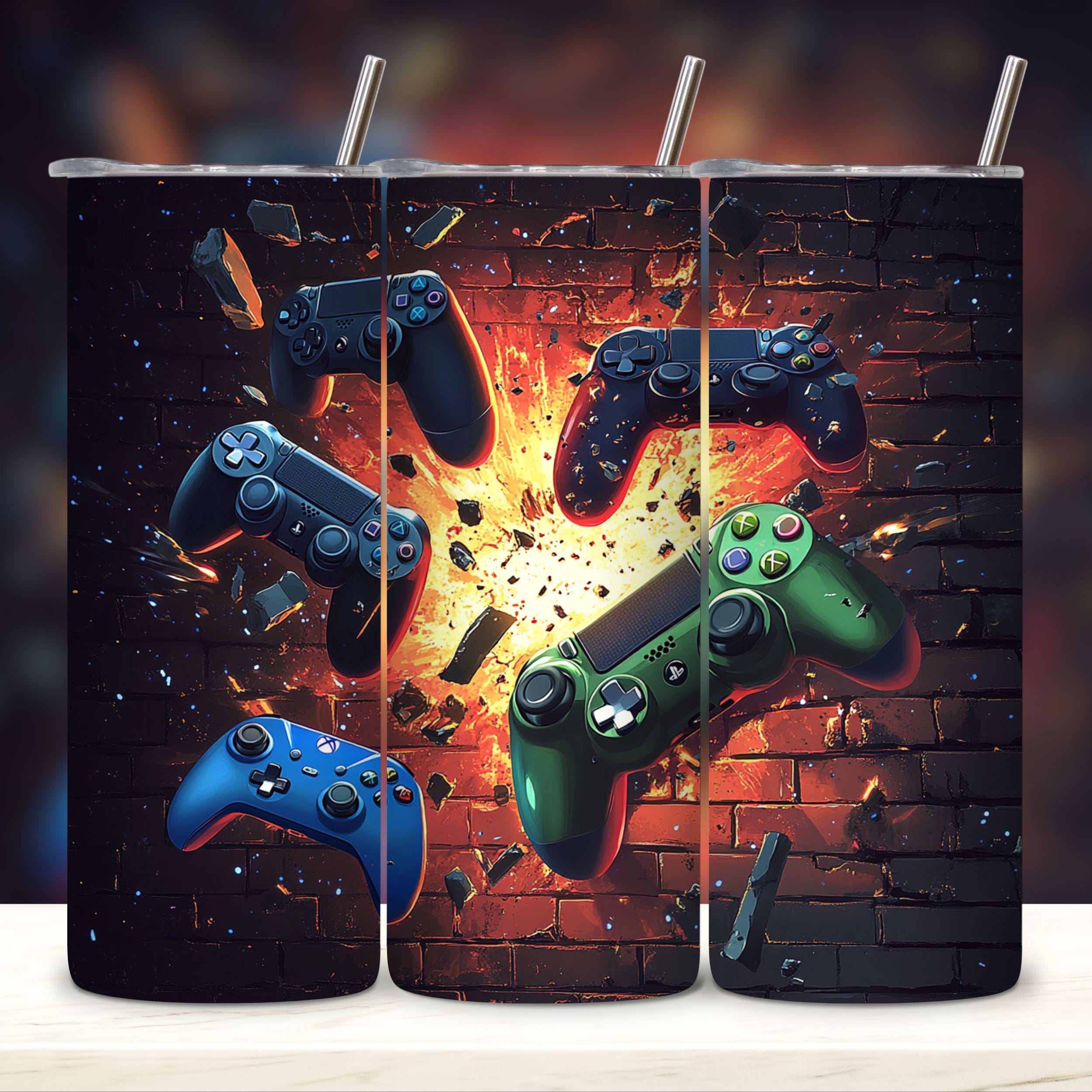 Gaming Control Tumbler Wrap Gift For Gamer Console Gaming 20 Oz Skinny Tumbler Png Sublimation Design Gamer Girl Gamer Boy Png.