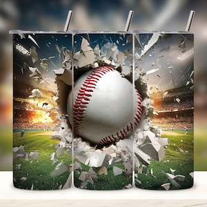 Envoltura para vaso de béisbol 3D, diseño de vaso de sublimación delgado de 20 oz para mamá deportiva y de béisbol, diseño de envoltura para vaso de béisbol con grafiti artístico PNG.