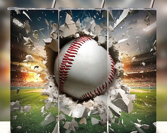 3D Baseball Tumbler Wrap, 20oz Skinny Sublimation Sports and Baseball Mom Tumbler Design Png Artistic Graffiti Baseball Tumbler Wrap Design.