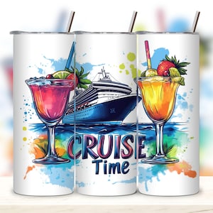 Cruise Time 20oz Skinny Tumbler Wrap, Cruise Png Design Digital Download PNG, Sublimation Wrap, Cruise Wrap, Beach Tumbler Wrap Png.