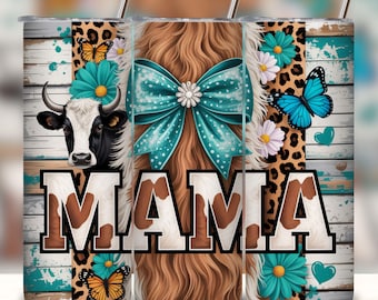 Western Mama Becherhülle PNG, Trendige Cowgirl Mama Sublimation, Kokette Schleife, Preppy Mama, Country 20 oz Skinny, Digitaler Download.