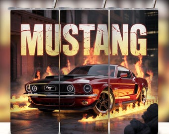 20 oz Tumbler PNG Wrap | Muscle Car Fire Sublimation Design | Classic American Car 20oz Skinny Tumbler PNG | Digital Download