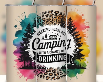 Camping Tumbler Wrap PNG | 20oz Skinny Tumbler Design | Starry Night Adventure Sublimation (Digital Download)