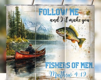 Fishers Of Men Tumbler Wrap: Christian Bible Verse (PNG Digital Download)