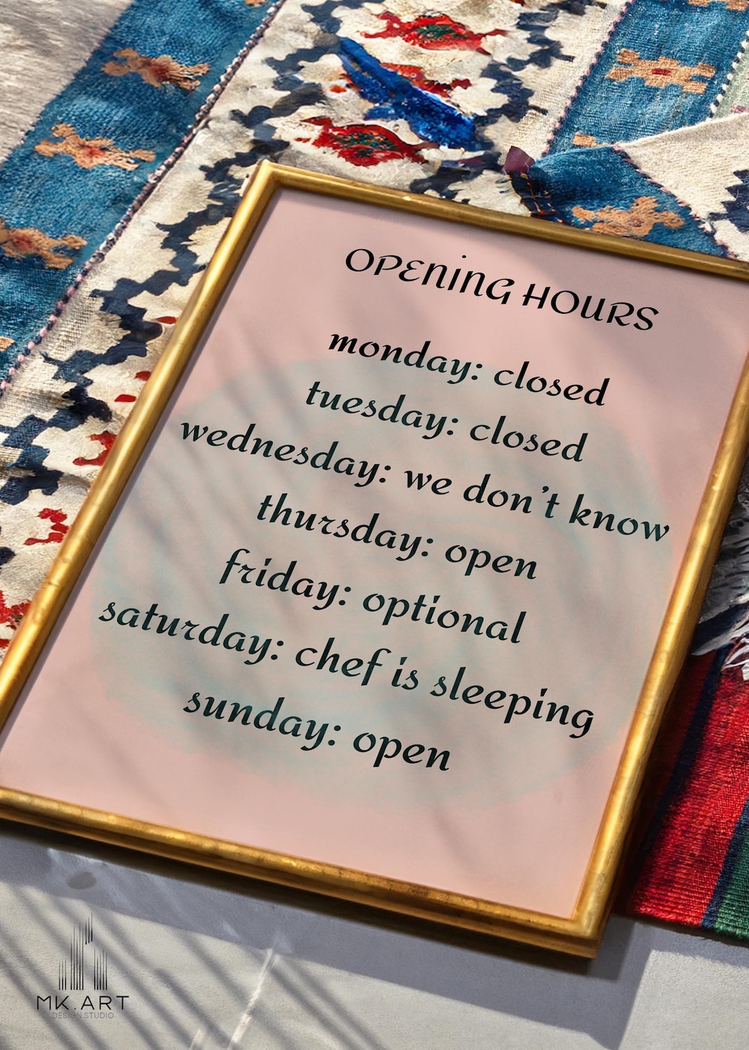 Funny Opening Hours Printable Wall Art -unique Restaurant Schedule Sign ...