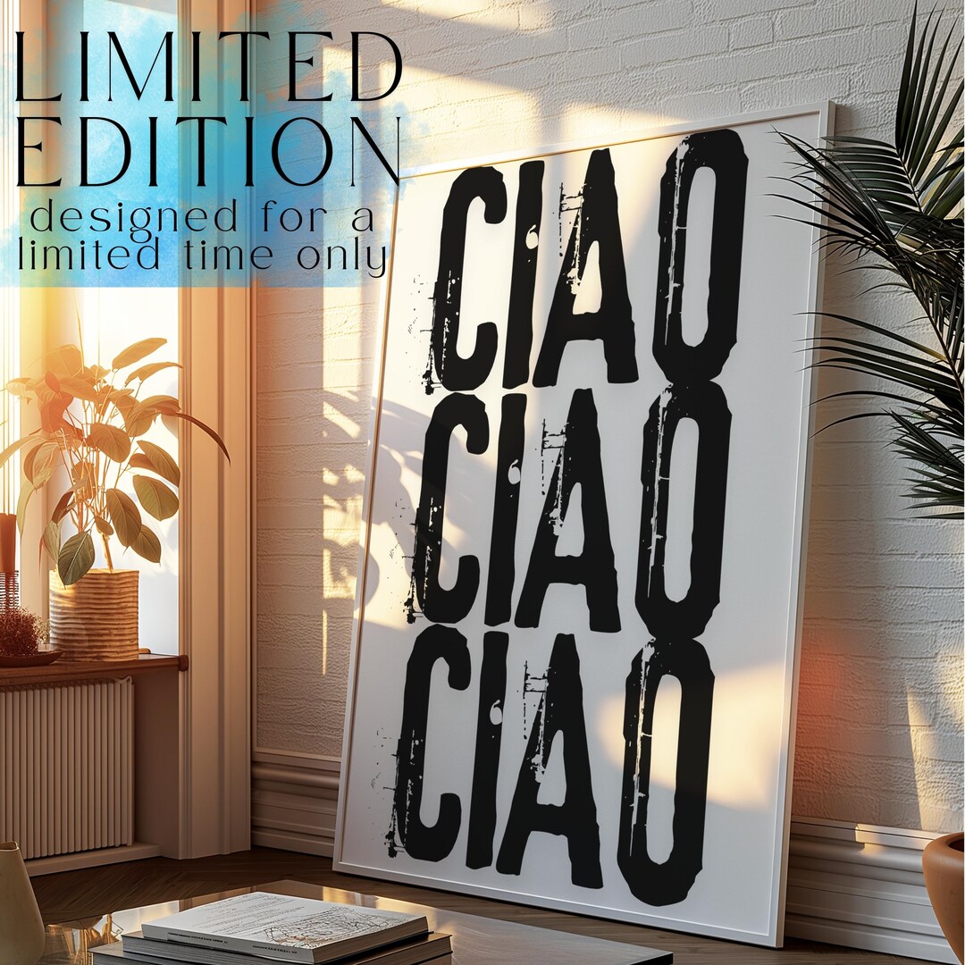 View of Ciao Poster – Minimalist Typography Wall Art | Modern Italian-inspired ...