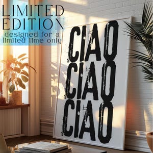 Ciao Poster – Minimalist Typography Wall Art | Modern Italian-Inspired Print, Gallery Wall Art, Digital Download, Vintage Wall Art