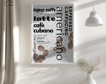 Coffee Poster, Retro Wall Art, Downloadable Art, Coffee Cart Print, Coffee Lover Decor, Trendy Retro Poster, Maximalist Wall Art