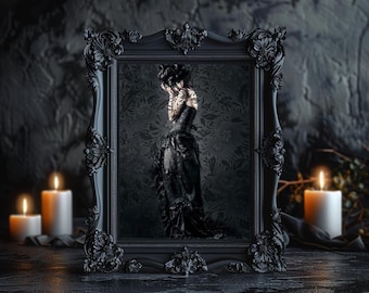 Victorian Gothic Witch Print, Dark Halloween Decor (Digital Download)