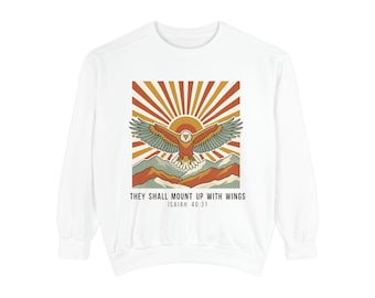 Retro Eagle Isaiah 40:31 Christian Sweatshirt, Comfort Colors 1566