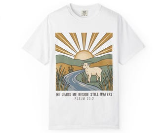 Retro Lamb Psalm 23 Christian T-Shirt, Comfort Colors 1717