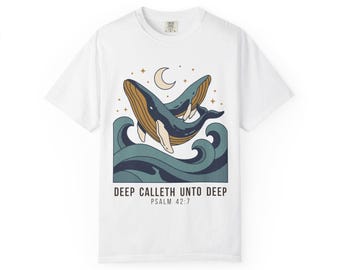 Retro Whale Psalm 42:7 Christian T-Shirt, Comfort Colors 1717