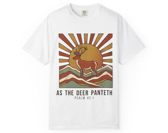 Retro Deer Psalm 42:1 Christian T-Shirt, Comfort Colors 1717