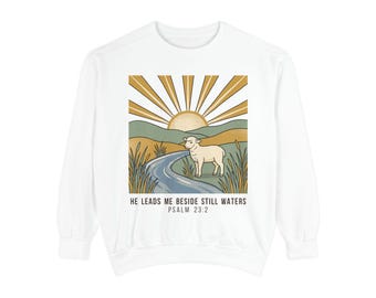 Retro Lamb Psalm 23 Christian Sweatshirt, Comfort Colors 1566