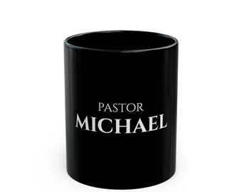 Personalized Pastor Black Ceramic Mug, 11 oz Christian Coffee Cup