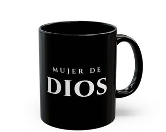 Taza Mujer de Dios de Cerámica Negra, 11 oz