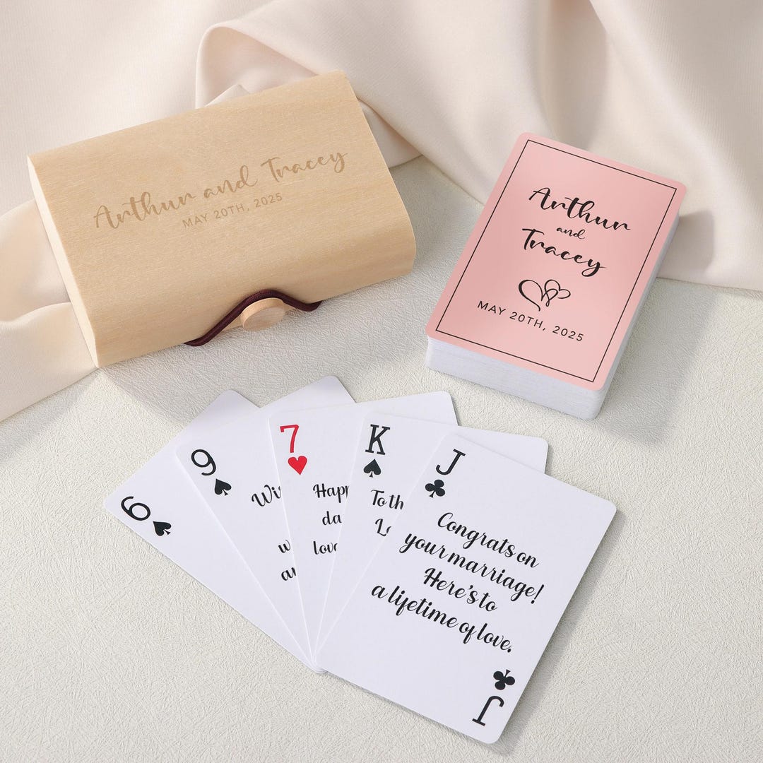 Personalized Wedding Guest Book - Minimalist Playing Cards With Couple ...