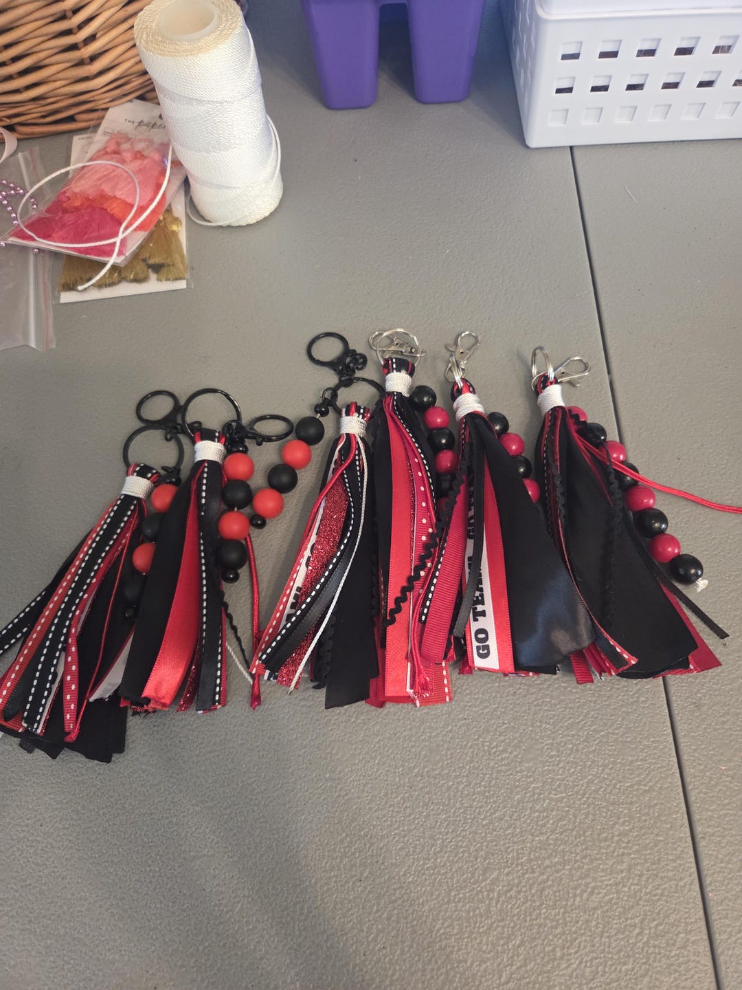 Handmade Ribbon & Beads Keychain - Etsy