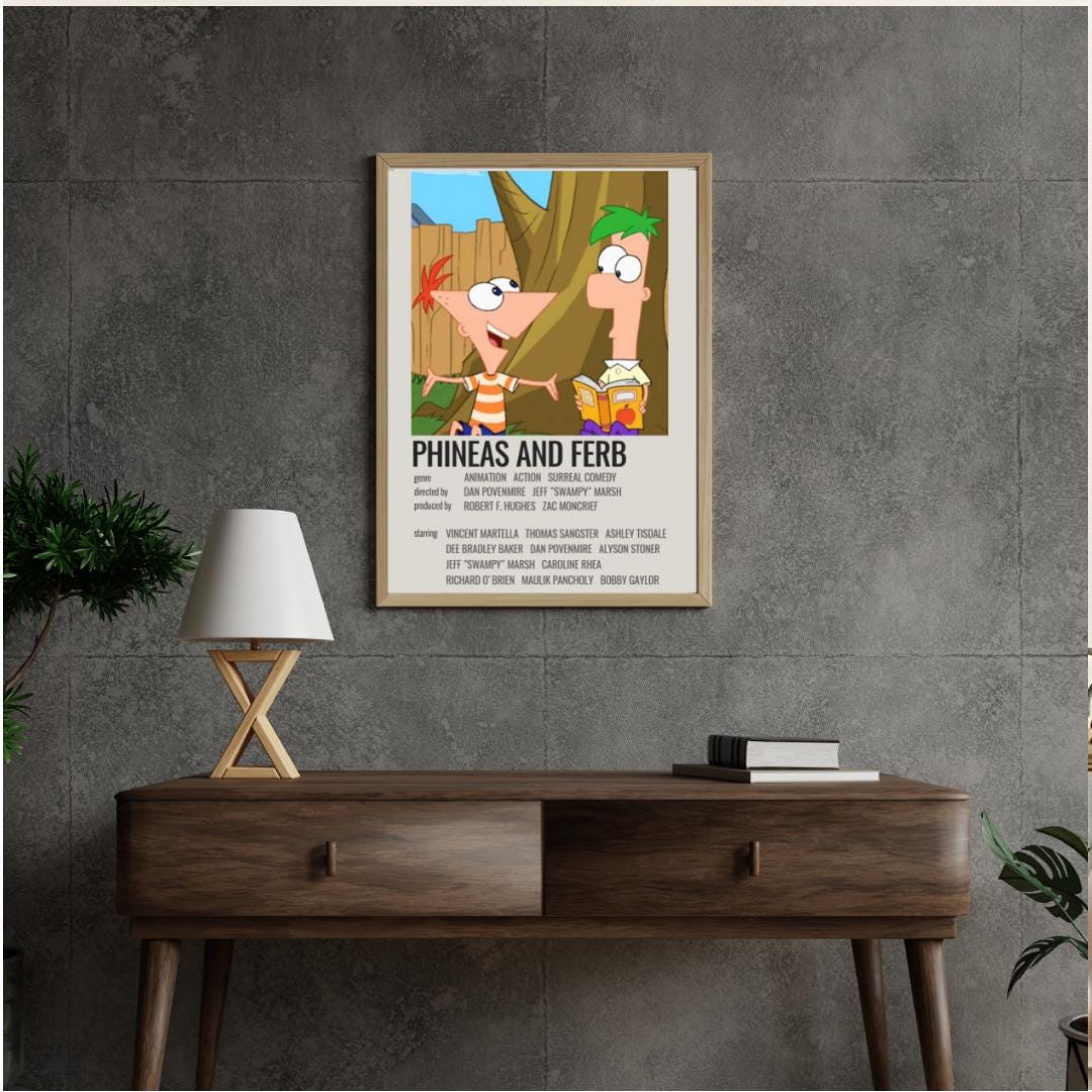 Phineas and Ferb Poster Digital Cartoon Wall Art Kids Room Decor ...