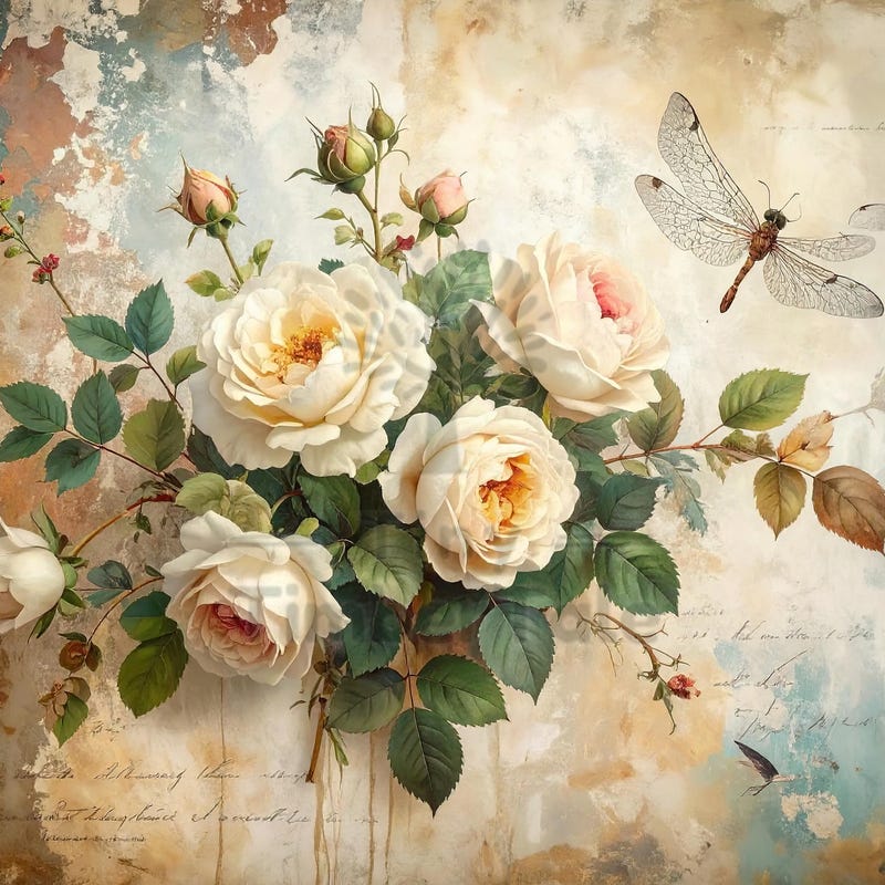 Decoupage Roses - Etsy
