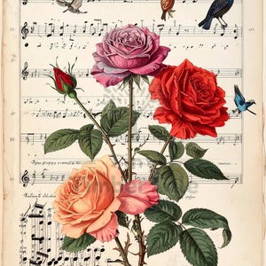 Large Decoupage Paper for Furniture | Floral Rice Paper | Timber Tale Decoupage | Roses | Musical | Birds