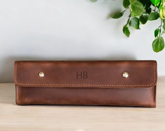 Portapillole in pelle - Portapillole settimanale in pelle di mucca con portapillole in plastica per due giorni - Regalo per la festa del papà - Portapillole in pelle personalizzato