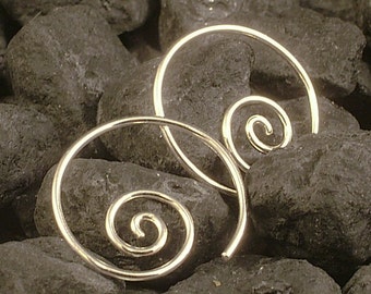Swirl Hoop Earrings * Simple Sterling Silver Hoops * Curl Coil Simple Minimalist Tribal Goddess Ancient Design MetalRocks Everyday Wear Gift