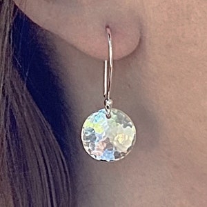Silver Disc Earrings * Small Sterling Circle Dangle * Timeless Simple Everyday Wear * Gift Item