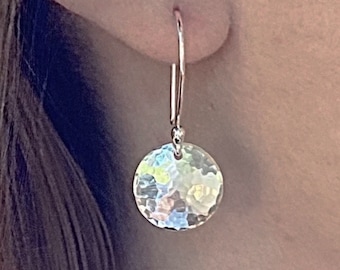 Silver Disc Earrings * Small Sterling Circle Dangle * Timeless Simple Everyday Wear * Gift Item