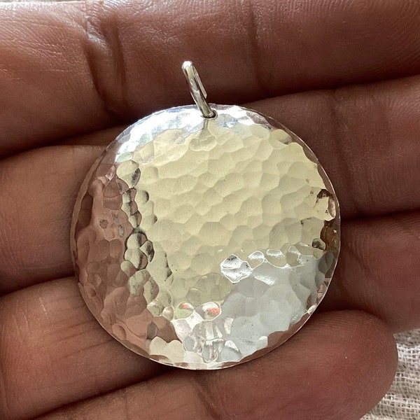 Large Hammered Argentium Sterling Silver Pendant * Circle of Life Necklace * Minimalist Simple Disk with or without chain * MetalRocks