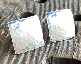 Sterling Silver Hand Hammered Post Earrings * Argentium Studs * Sturdy