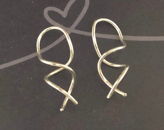 A Wisp of Silver Earrings * Spiral Argentium Threaders * Artisan Minimalist Unique MetalRocks  * A Little Twisted Great Gift Idea